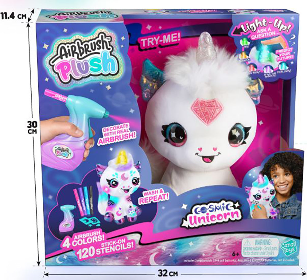 Peluche licorne cosmique avec corne lumineuse
