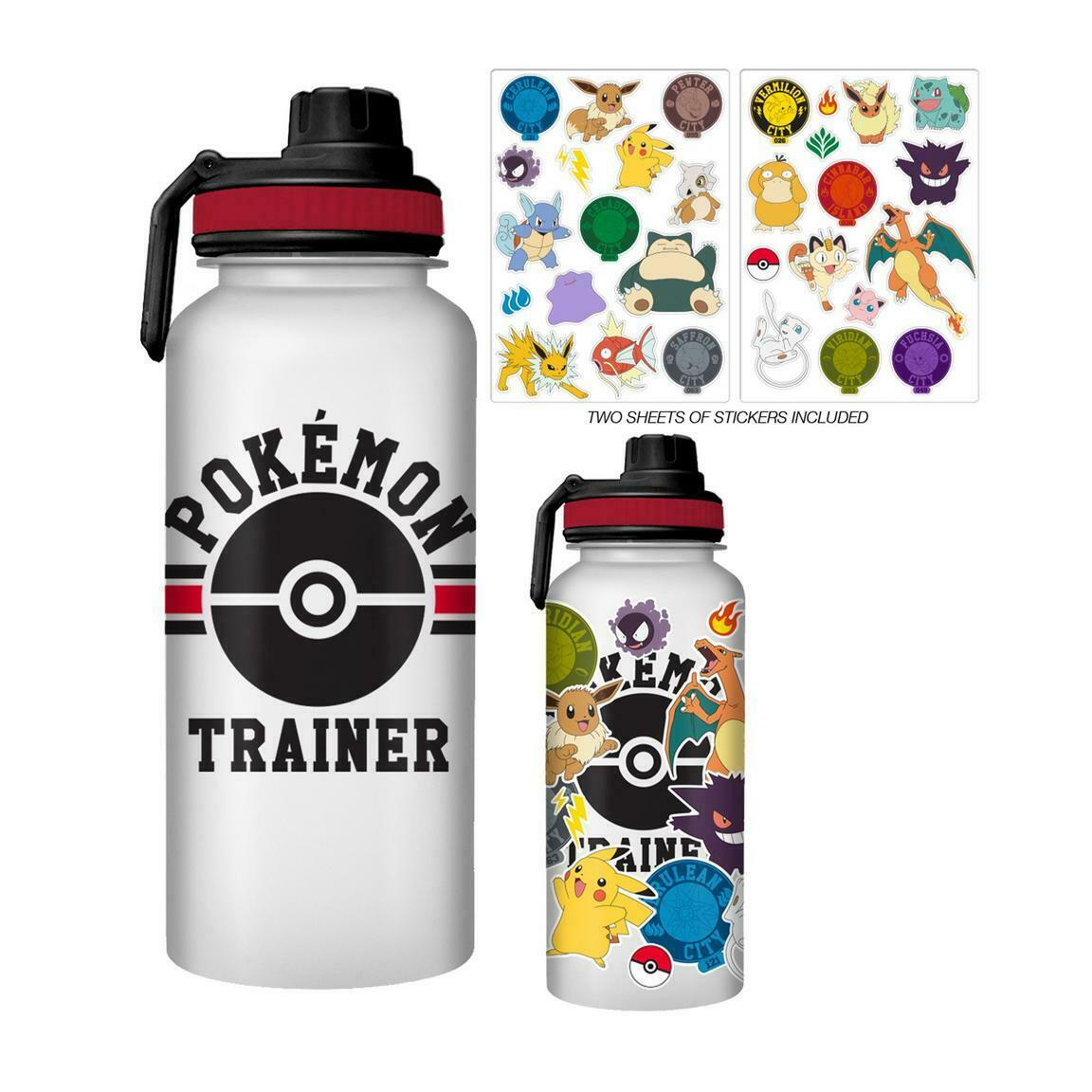 Bouteille d'eau & autocollants Pokemon