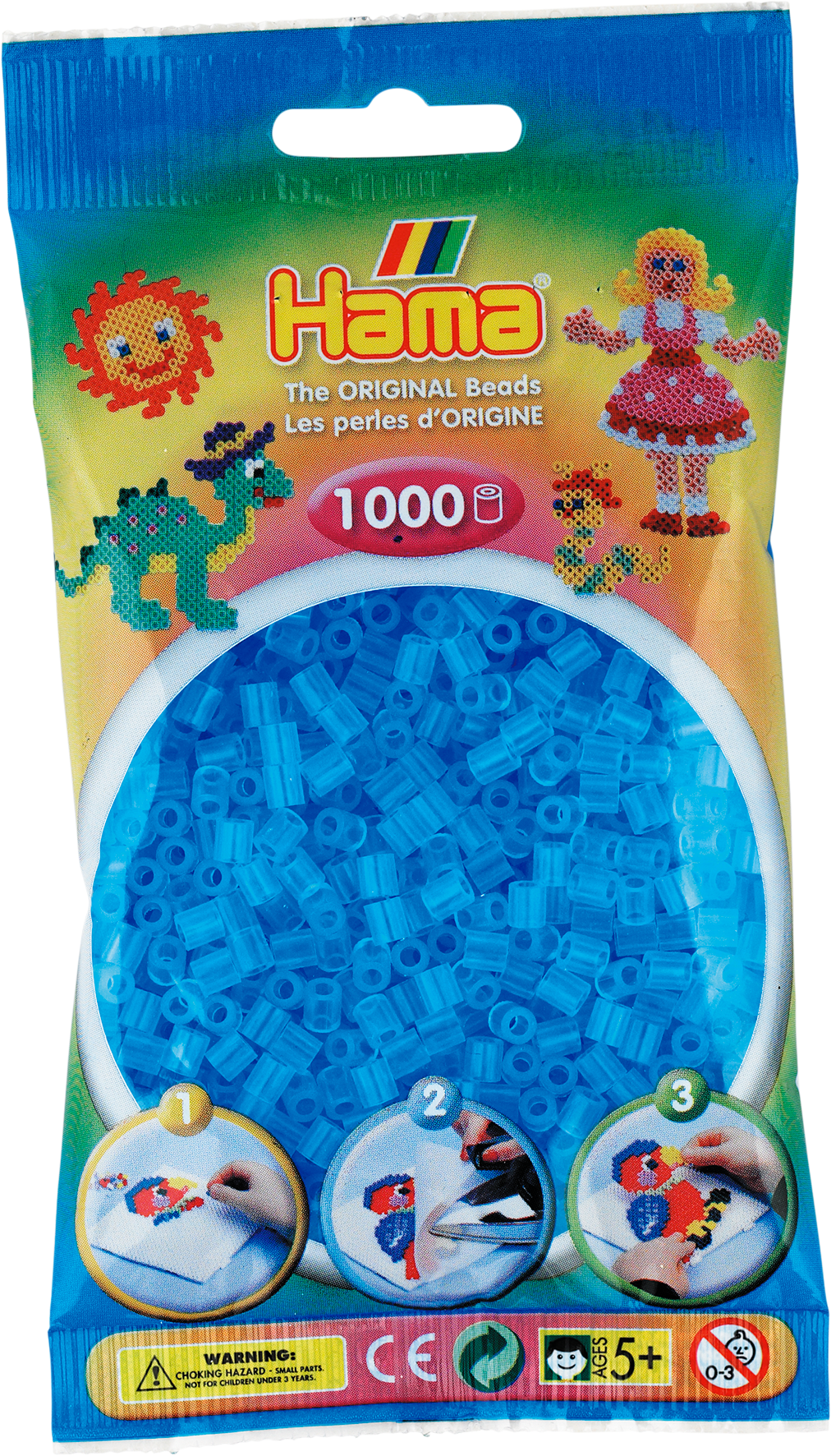 Sac de 1000 billes HAMA, aqua translucide
