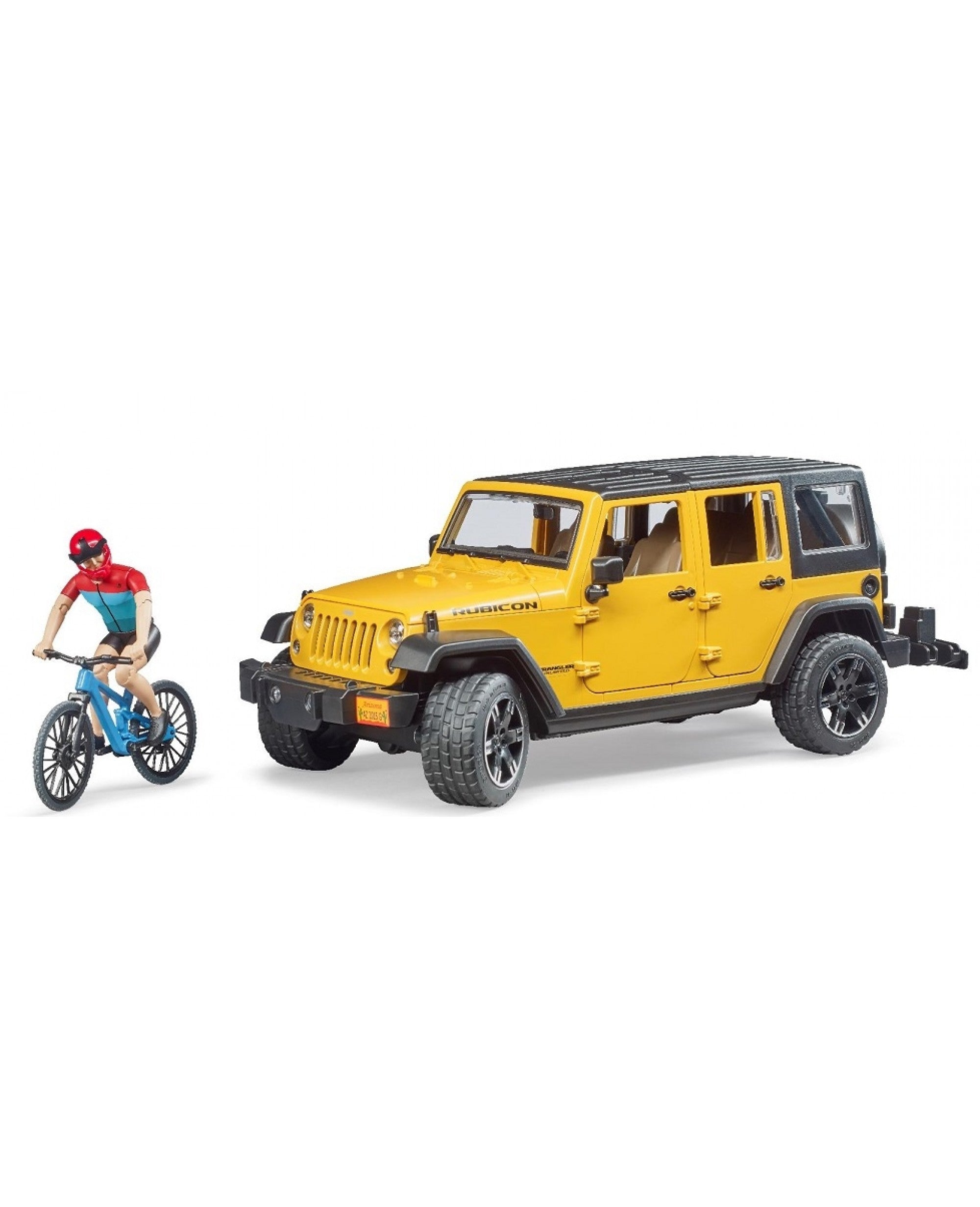 Jeep Wrangler Rubicon w. mountain bike and cyclist