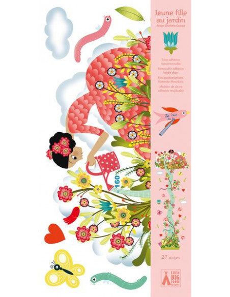 Repositionable Height Chart - Young Girl in the Garden