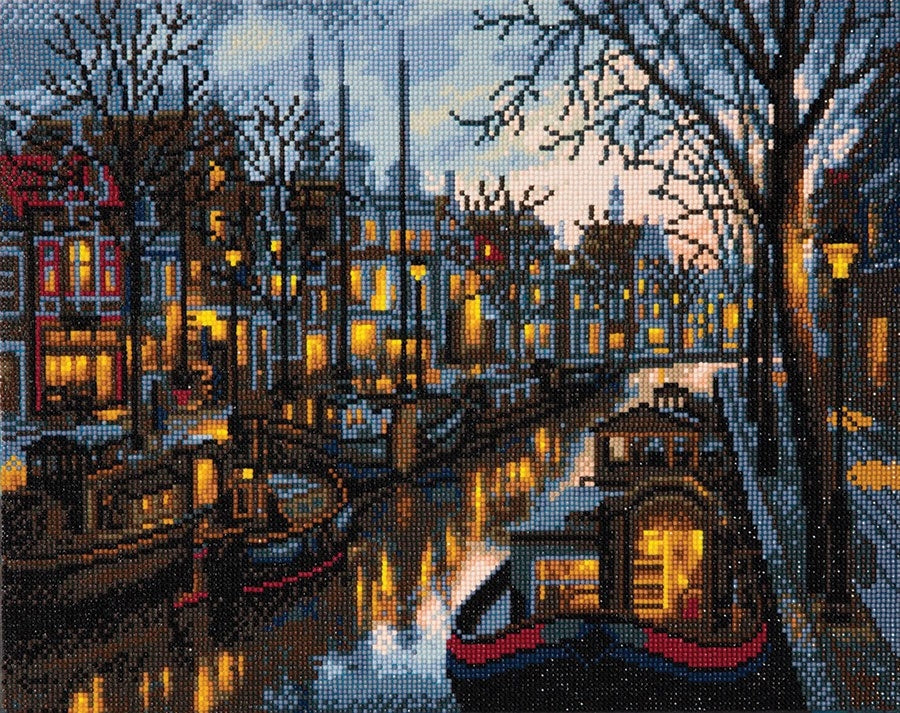 Crystal Art sur cadre : Vie sur le canal