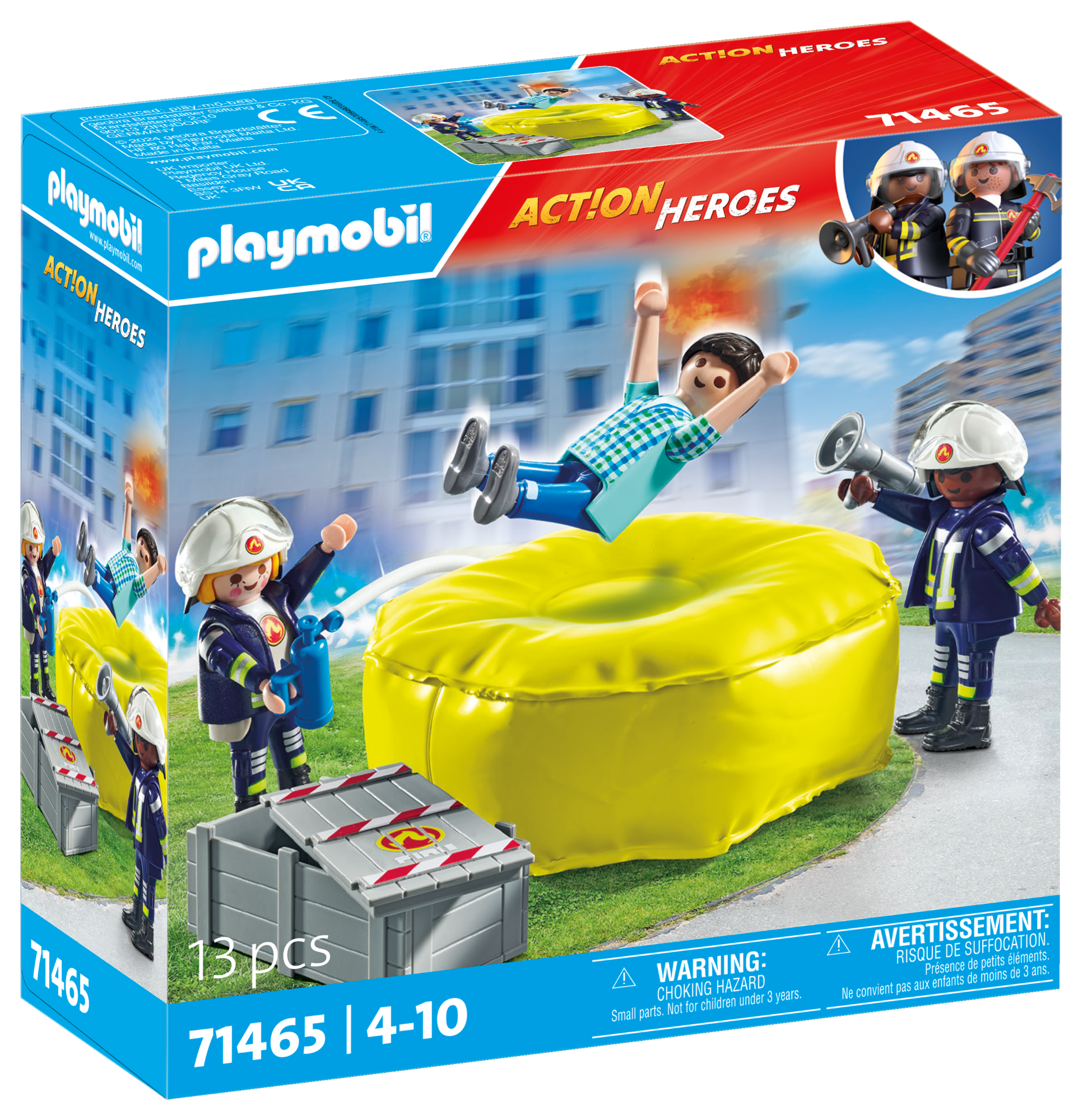 Pompiers avec coussin de sauvetage