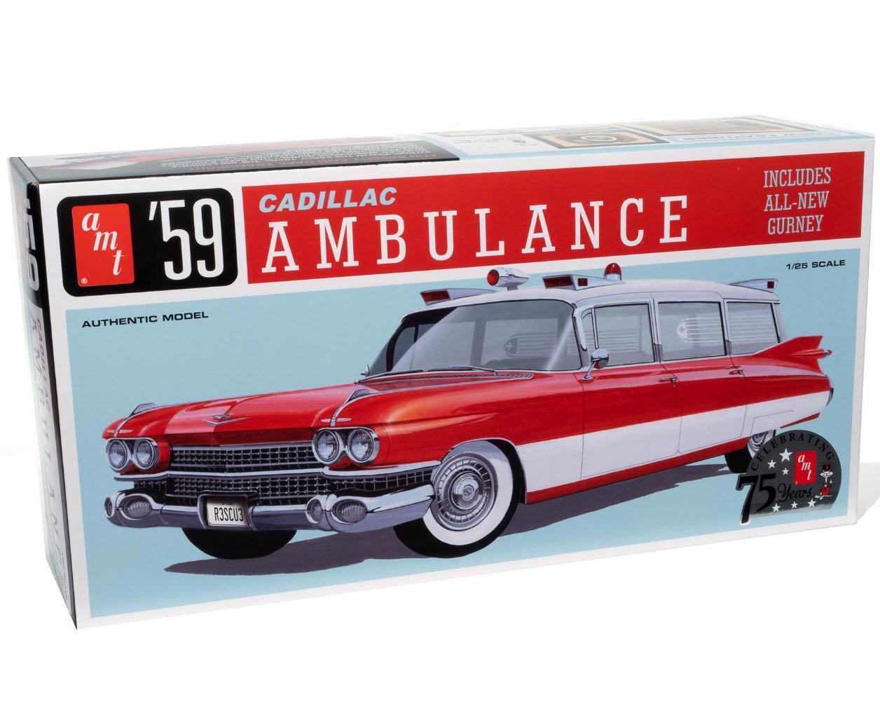 Modèle à coller 59 cadillac ambulance  gurney 1/25