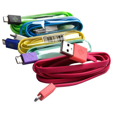 Cavo Flat USB AM a Micro USB M 1m Giallo / Blu