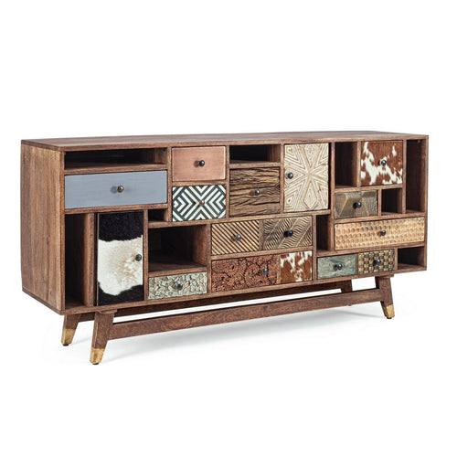 Credenza Dhaval con struttura in legno di mango, mobile in stile moderno
