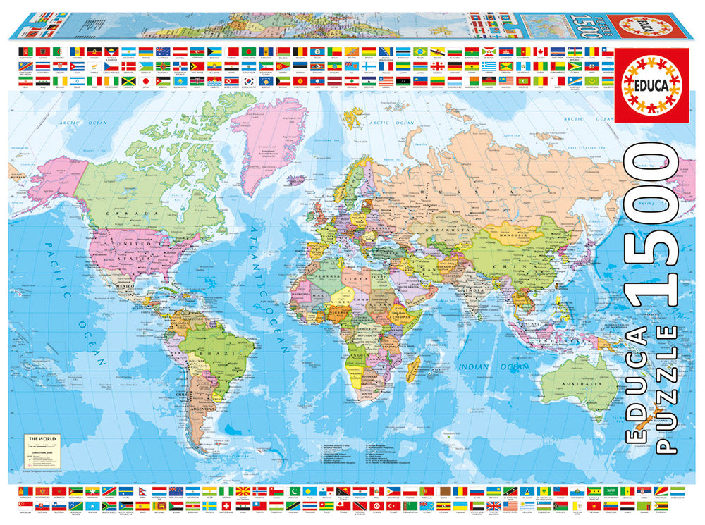 Carte du monde politique, 1500 pièces