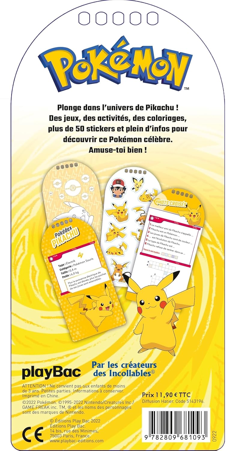 Pokémon Pikachu Carnet créatif  Les Incollables