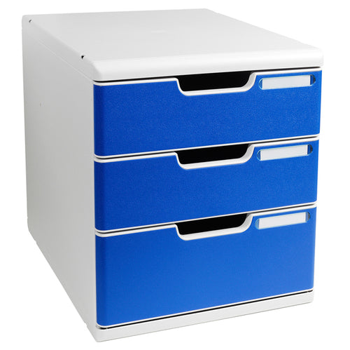 Cassettiera Modulo A4 3 Cassetti Grigio/Blu Exacompta