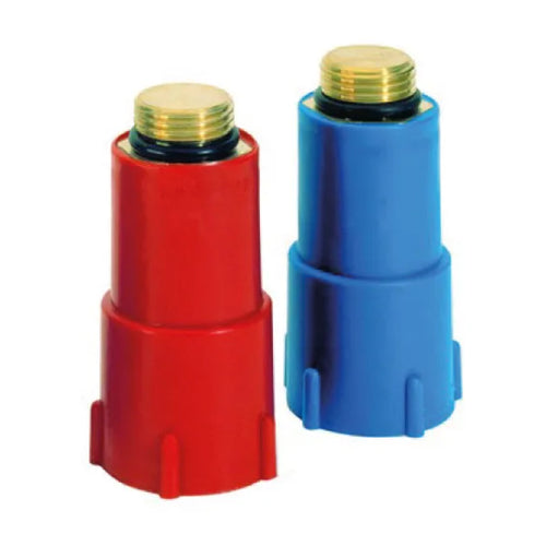 Tappi Rosso/Blu X Collaudo Impianti 1/2 Rosso C/Filetto In Ottone Idroweb