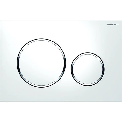 Placca Di Copertura 2 Tasti Sigma 20 Geberit Bianca - Bordi Tasti Cromo