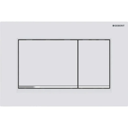 Placca Di Copertura 2 Tasti Sigma 30 Geberit Bianco Opaco Bordo Inf. Lucido
