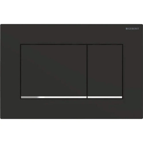 Placca Di Comando Sigma 30 Doppio Tasto Nero Opaco Cromo Lucido Geberit