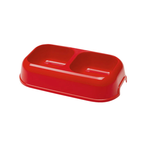 Ciotola Doppia Per Cani E Gatti In Plastica Riciclata 1,2 Litri Bordo Antiscivolo E Maniglie Laterali Colori Assortiti Ferplast