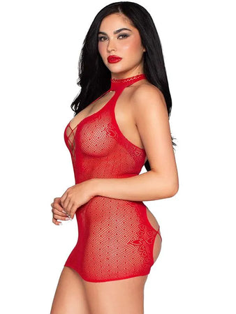 MiniAbito Pois Rosso Pizzo Rete