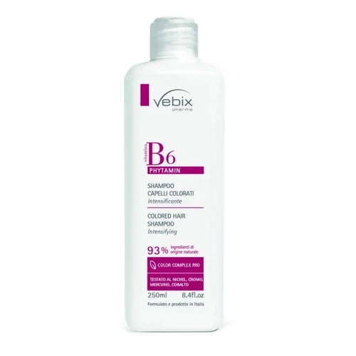 vebix b6 phytamin shampoo capelli secchi e sfibrati ristrutturante 94% ingredienti naturali avocado camelia olivello spinoso semi di lino 250 ml