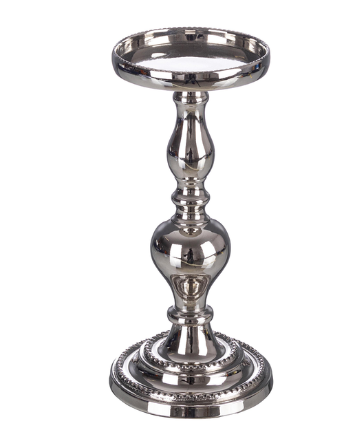 Candelabro darika con  dimensione h 25.5 cm in due tonalità di colore realizzato con alluminio