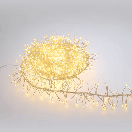 Festone di Luce argento con  microled bianco caldo e bianco freddo