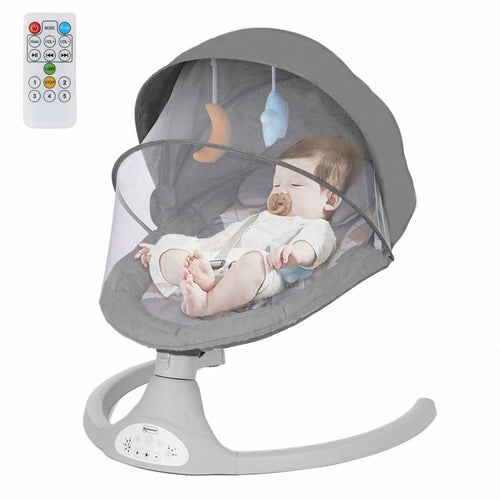 Sdraietta neonato sedia a dondolo Grigio Musica Bluetooth e telecomando con zanzariera multifunzionale