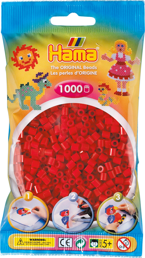 Sac de 1000 billes HAMA, rouge foncé