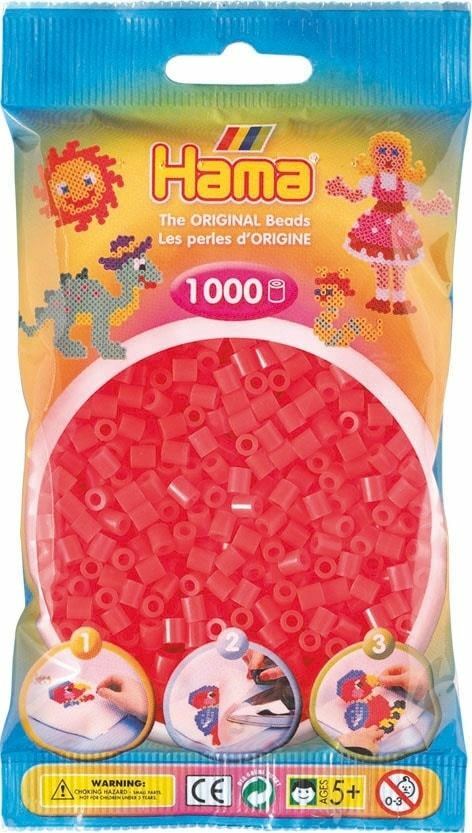 Sac de 1000 billes HAMA, rouge néon