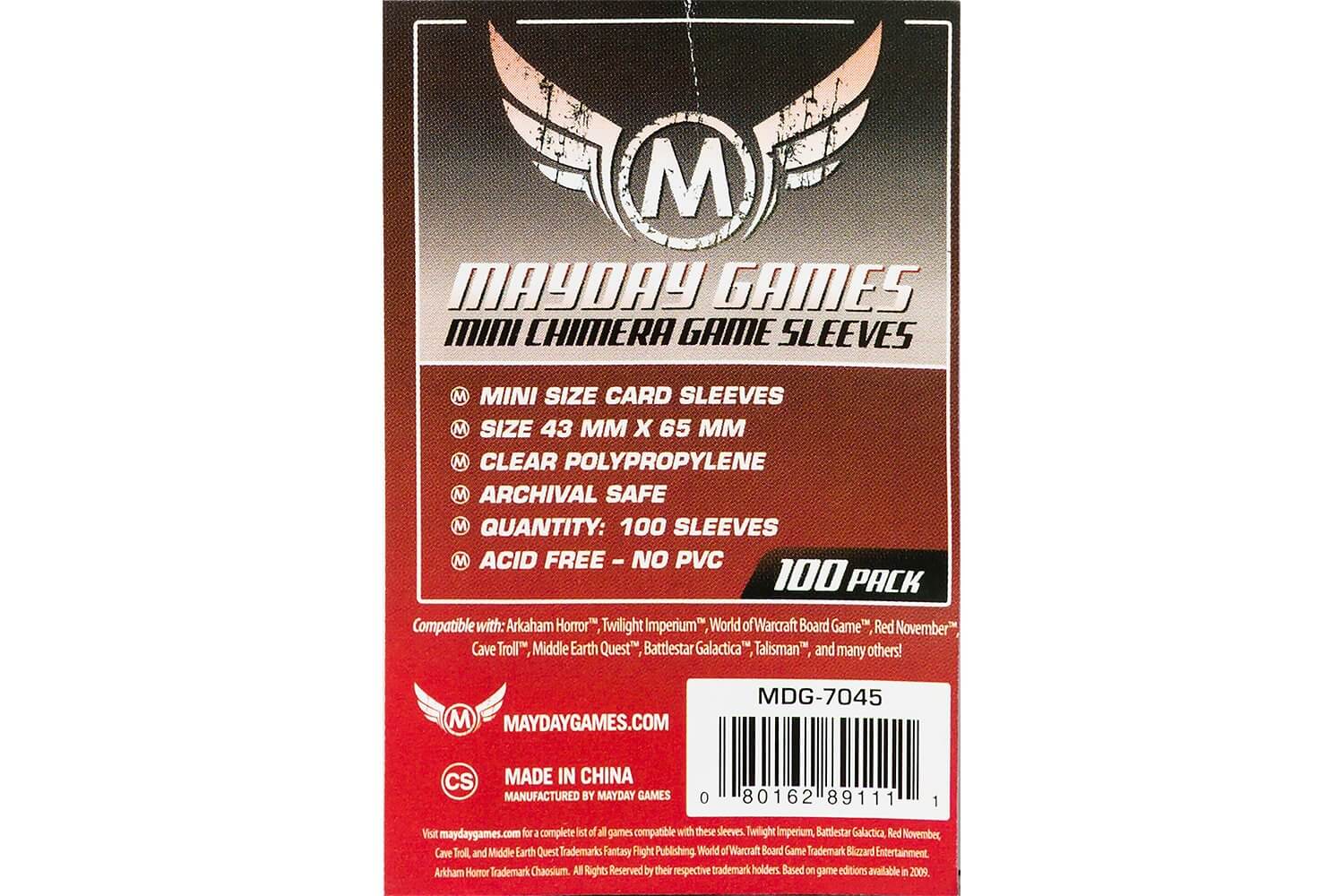 Protecteurs de cartes Mini-Chimera43mm X 65mm Pqt.