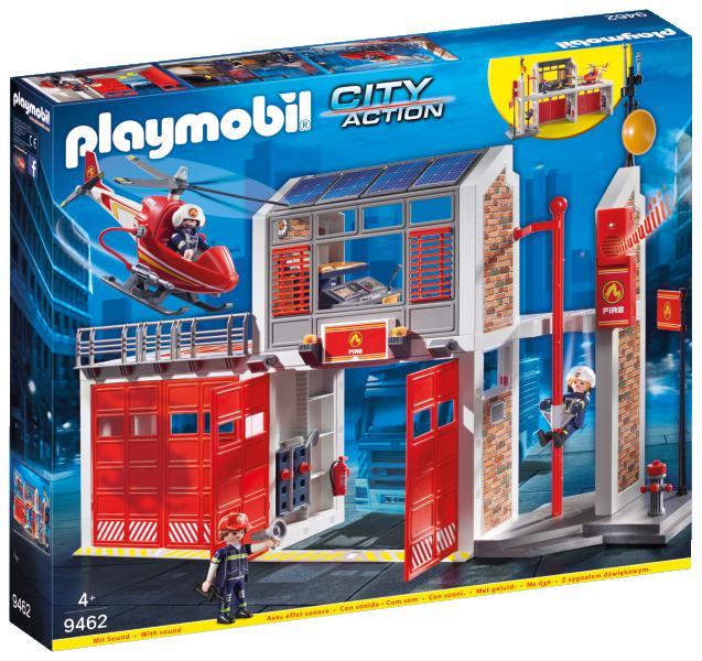 Caserne de pompiers avec hélicoptère