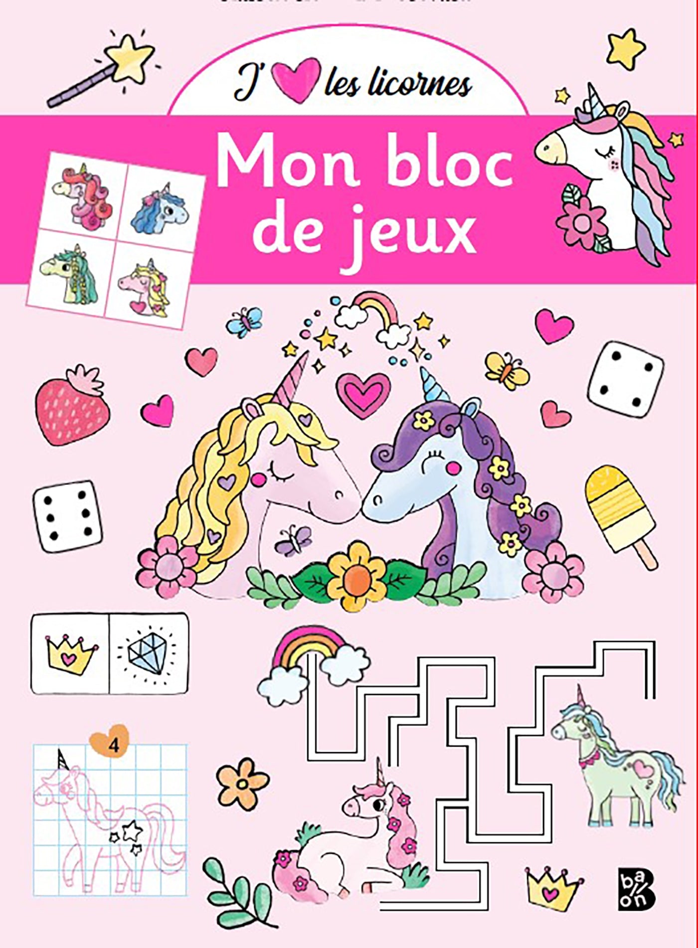 Mon bloc de jeux J'aime les licornes